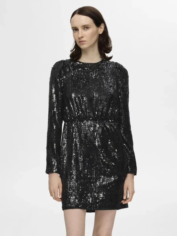 SELECTED PALJETT KORT KLÄNNING Black Flash Sale