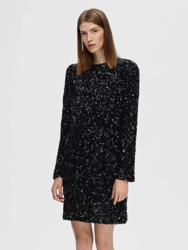 SELECTED PALJETT KORT KLÄNNING Black Best Sale