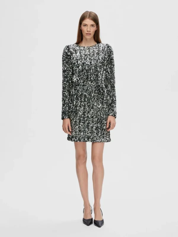 SELECTED PALJETT KORT KLÄNNING Silver Best Sale