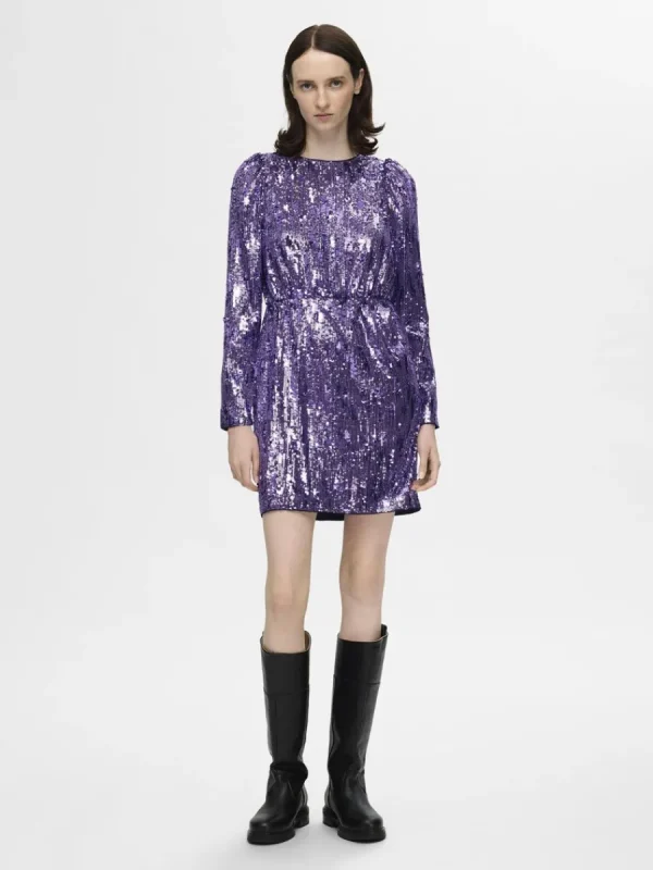 SELECTED PALJETT KORT KLÄNNING Purple Best Sale