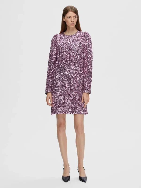 SELECTED PALJETT KORT KLÄNNING Pink Clearance