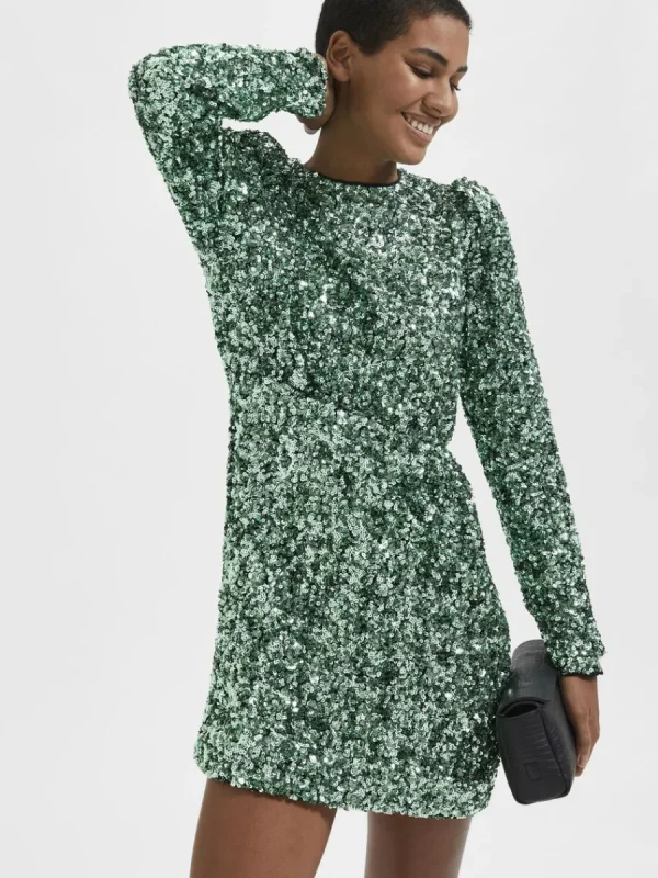 SELECTED PALJETT KORT KLÄNNING Green Best Sale