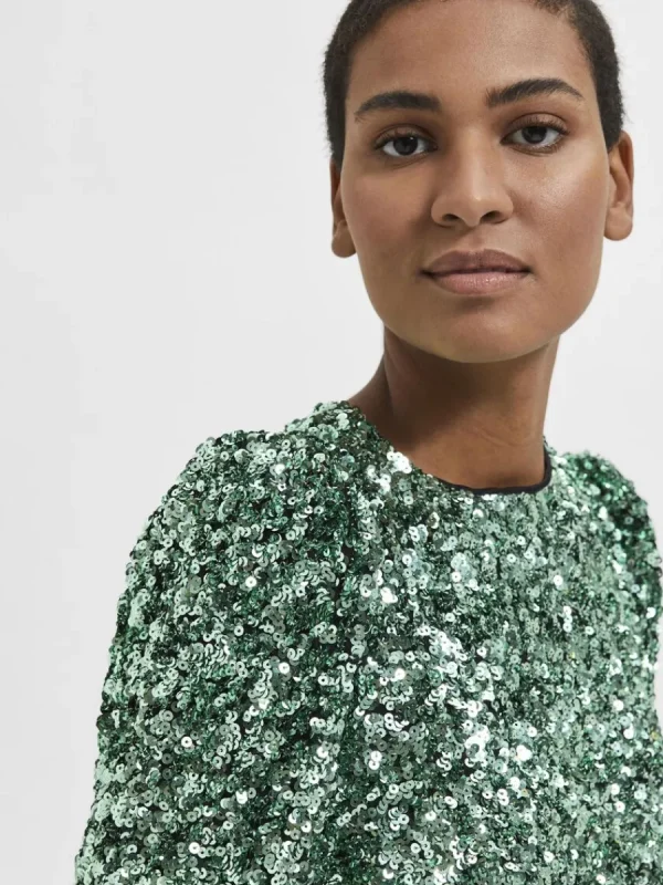 SELECTED PALJETT KORT KLÄNNING Green Best Sale