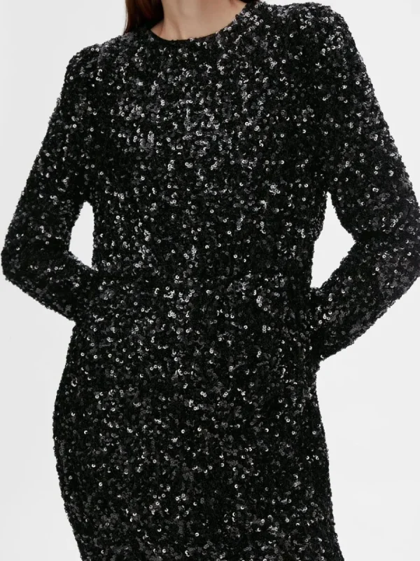 SELECTED PALJETT KORT KLÄNNING Black Best Sale