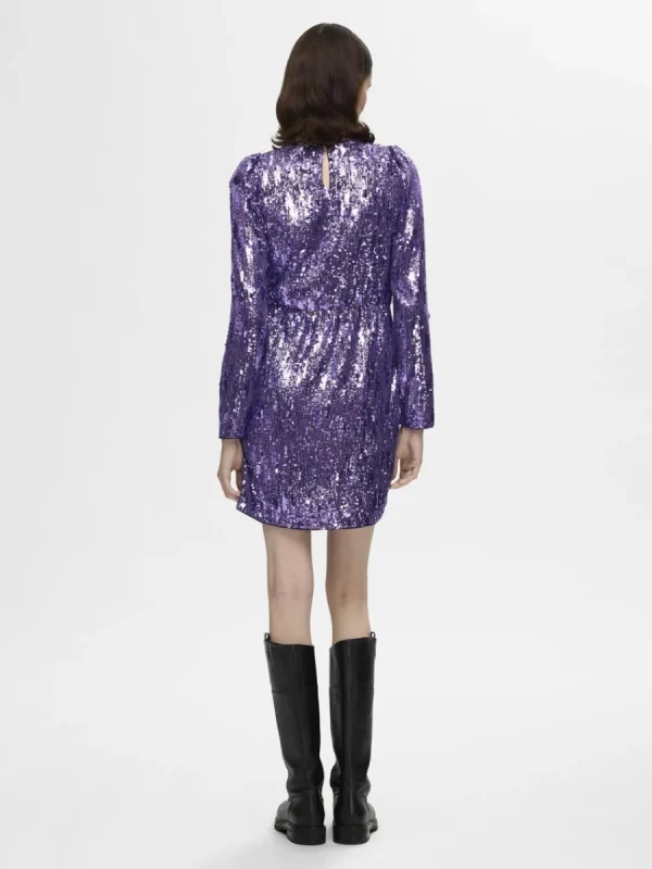 SELECTED PALJETT KORT KLÄNNING Purple Best Sale