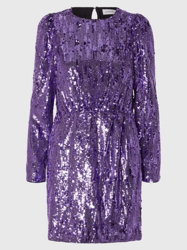 SELECTED PALJETT KORT KLÄNNING Purple Best Sale