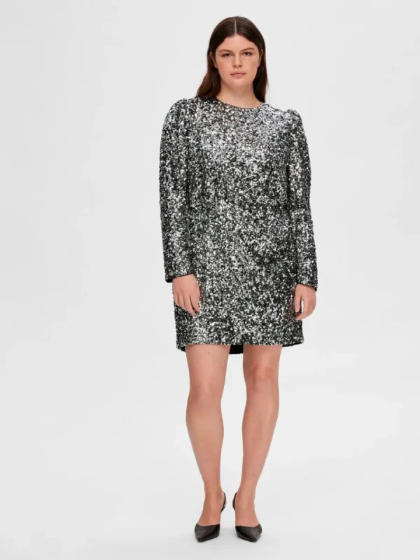 SELECTED PALJETT KORT KLÄNNING Silver Best Sale