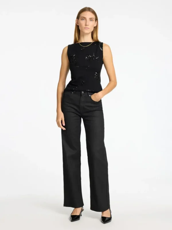 SELECTED PALJETTPRYDD ÄRMLÖS TOPP Black Discount