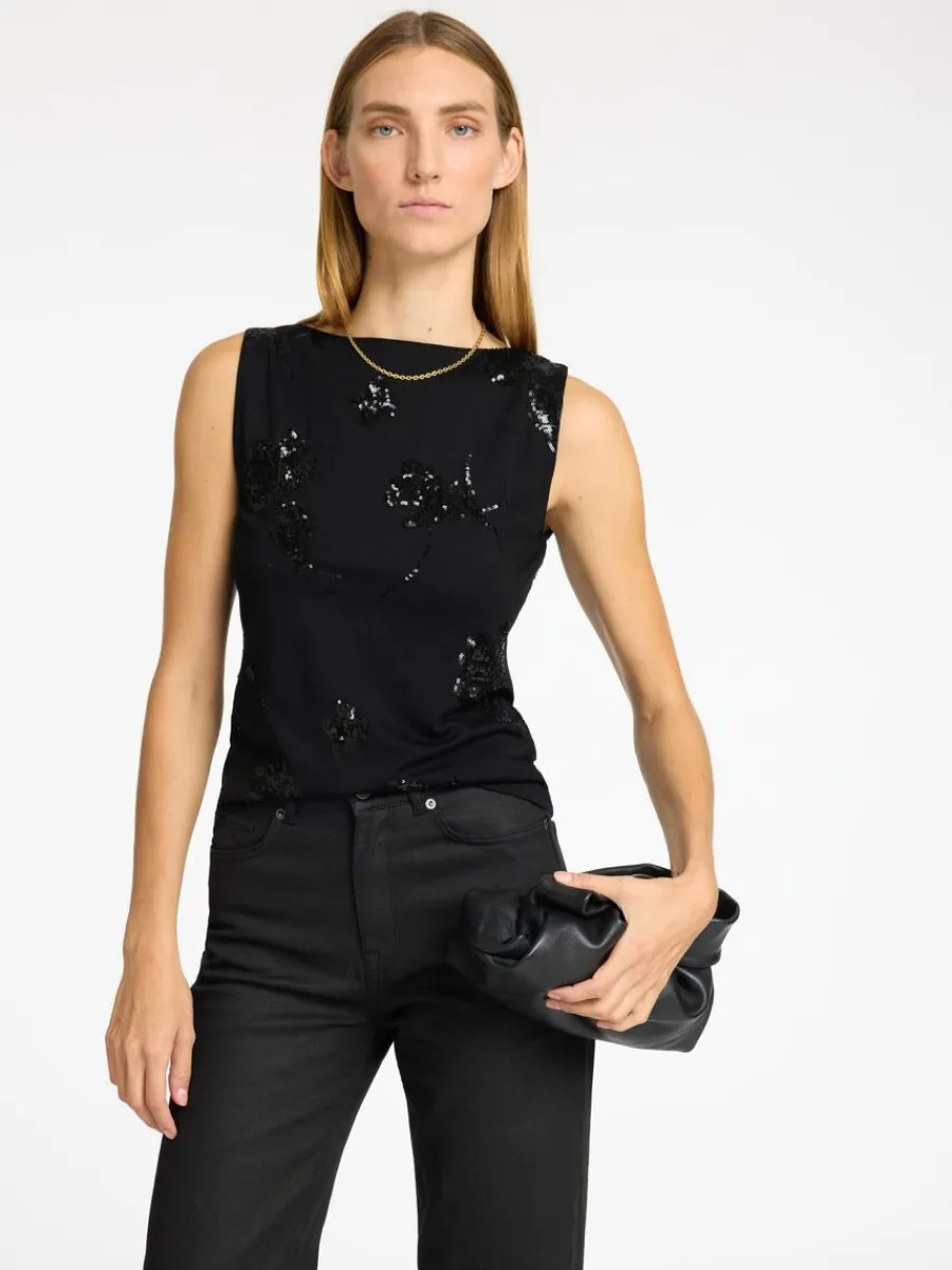 paljettprydd_rmls_topp_2.webp SELECTED PALJETTPRYDD ÄRMLÖS TOPP Black Discount