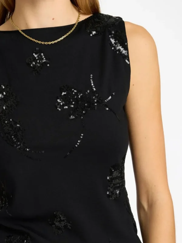 SELECTED PALJETTPRYDD ÄRMLÖS TOPP Black Discount