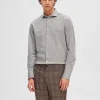 SELECTED PIKÉ LÅNGÄRMAD SKJORTA Grey Discount