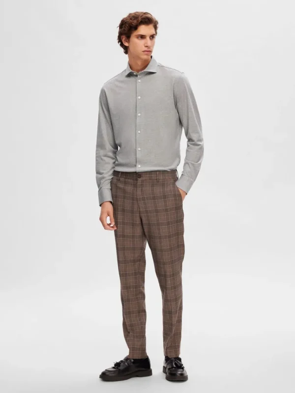SELECTED PIKÉ LÅNGÄRMAD SKJORTA Grey Discount