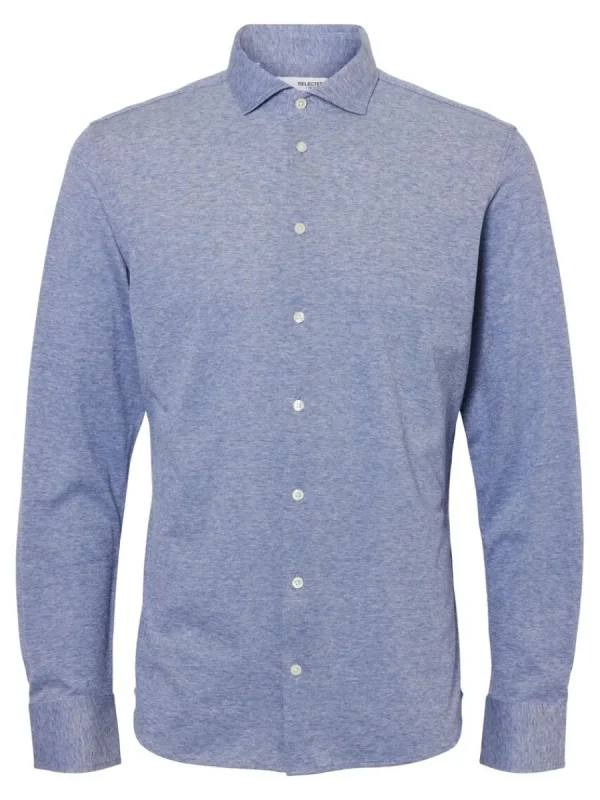 SELECTED PIKÉ LÅNGÄRMAD SKJORTA Blue Store