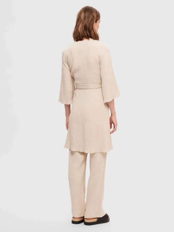 SELECTED PLISSÉ OMLOTTKLÄNNING Beige New