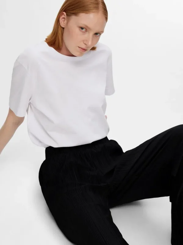 SELECTED PLISSERAD MED HÖG MIDJA BYXOR Black Flash Sale