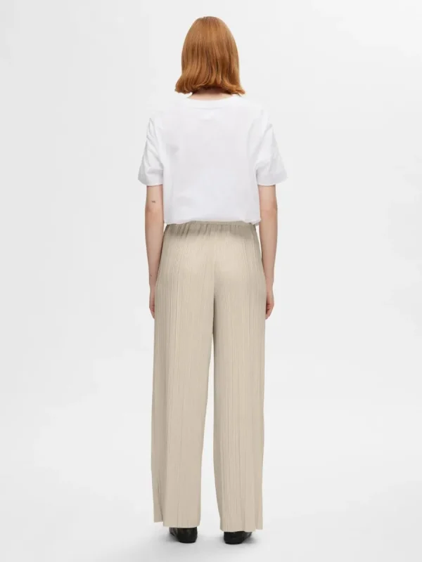 SELECTED PLISSERAD MED HÖG MIDJA BYXOR Beige Shop