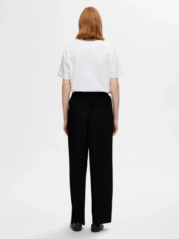 SELECTED PLISSERAD MED HÖG MIDJA BYXOR Black Flash Sale