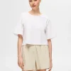 SELECTED PÄRLBRODERI T-SHIRT White Clearance