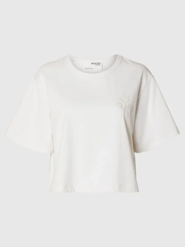SELECTED PÄRLBRODERI T-SHIRT White Clearance