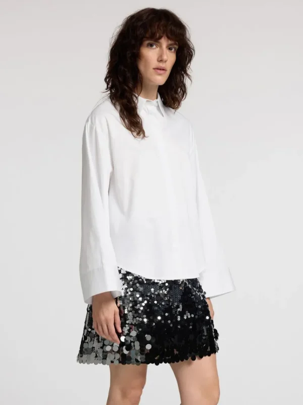 SELECTED PÄRLDETALJ CROPPAD SKJORTA White Store