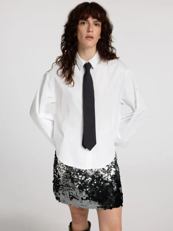 SELECTED PÄRLDETALJ CROPPAD SKJORTA White Store