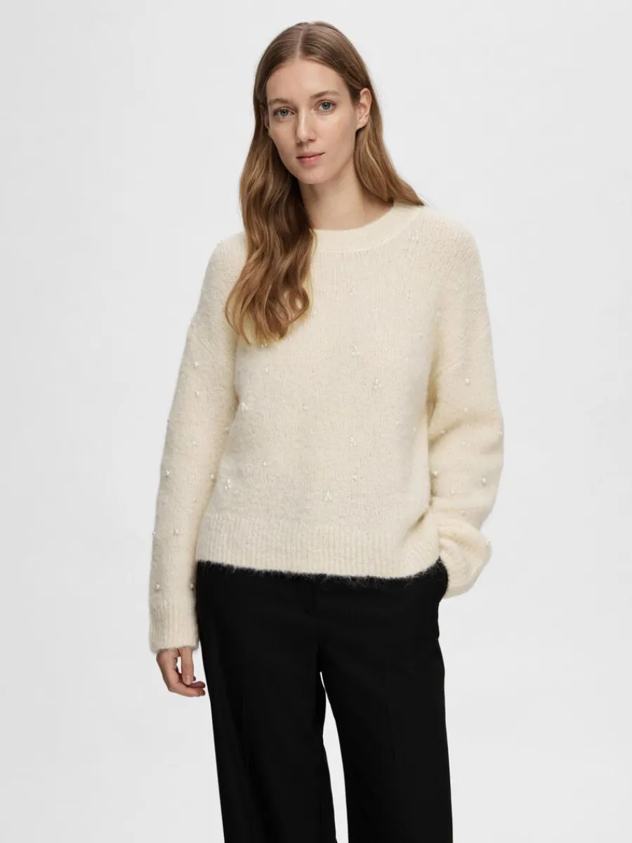prldetalj_trja_0.webp SELECTED PÄRLDETALJ TRÖJA Beige Best Sale