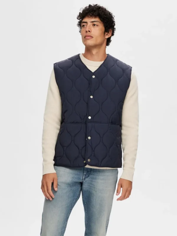 SELECTED QUILTAD VÄST Blue Hot