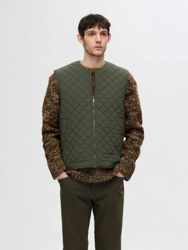 SELECTED QUILTAD VÄST Green Online