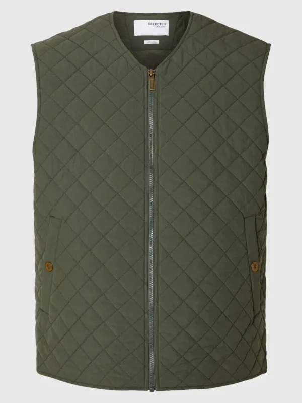 SELECTED QUILTAD VÄST Green Online