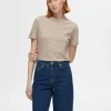 SELECTED RANDIG BOMULL T-SHIRT Beige Flash Sale