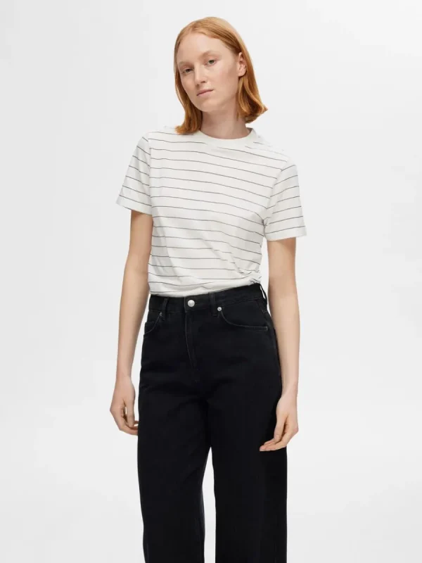 SELECTED RANDIG BOMULL T-SHIRT White Cheap