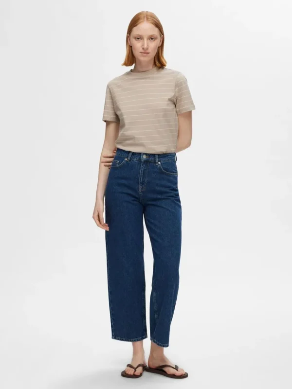 SELECTED RANDIG BOMULL T-SHIRT Beige Flash Sale