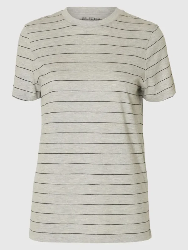 SELECTED RANDIG BOMULL T-SHIRT Grey Store