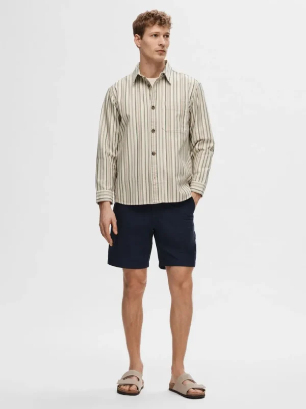 SELECTED RANDIG BOMULL ÖVERSKJORTA Beige Sale