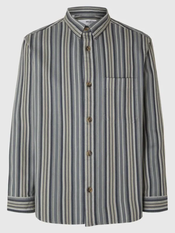 SELECTED RANDIG BOMULL ÖVERSKJORTA Blue Best Sale