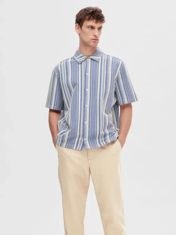 SELECTED RANDIG KORTÄRMAD SKJORTA Blue Fashion