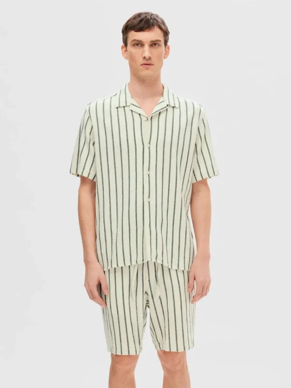 SELECTED RANDIG KORTÄRMAD SKJORTA Green Cheap
