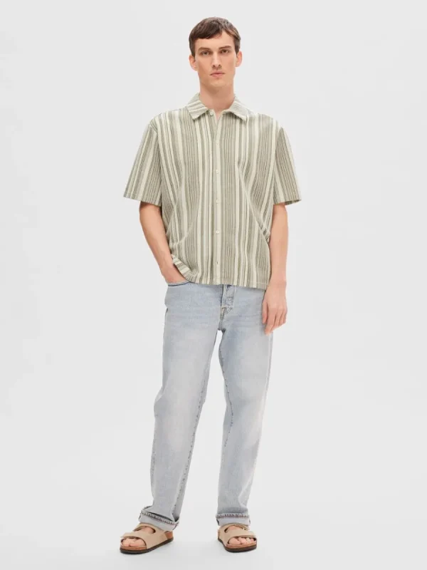 SELECTED RANDIG KORTÄRMAD SKJORTA Green Flash Sale