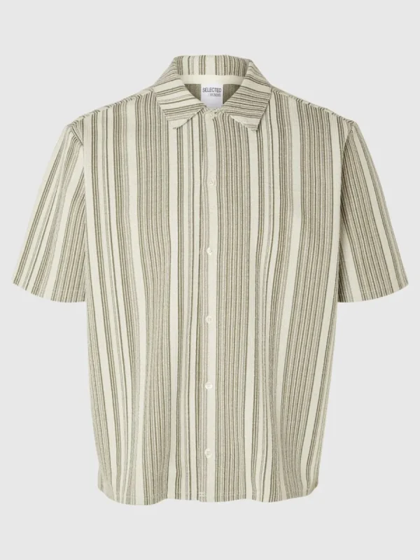 SELECTED RANDIG KORTÄRMAD SKJORTA Green Flash Sale