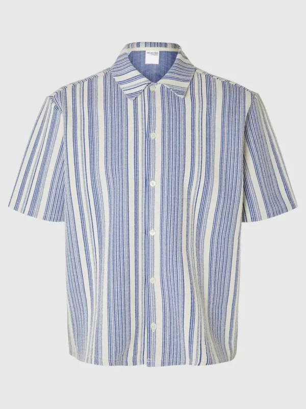 SELECTED RANDIG KORTÄRMAD SKJORTA Blue Fashion