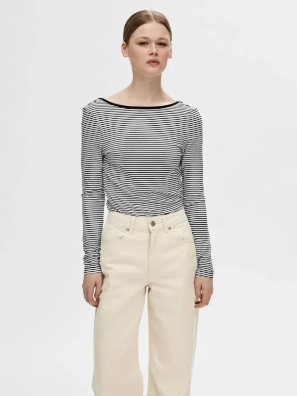 SELECTED RANDIG, LÅGT SKUREN RYGG TOPP Black Sale