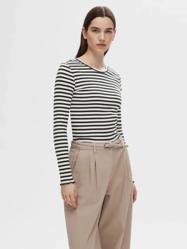 SELECTED RANDIG LÅNGÄRMAD T-SHIRT Black Flash Sale