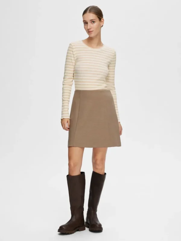 SELECTED RANDIG LÅNGÄRMAD T-SHIRT Beige Discount