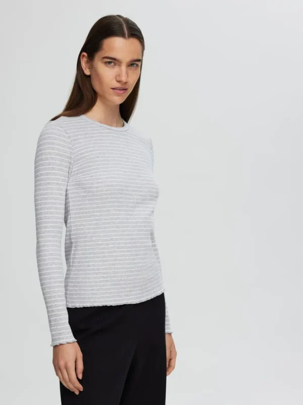 SELECTED RANDIG LÅNGÄRMAD T-SHIRT Grey Clearance