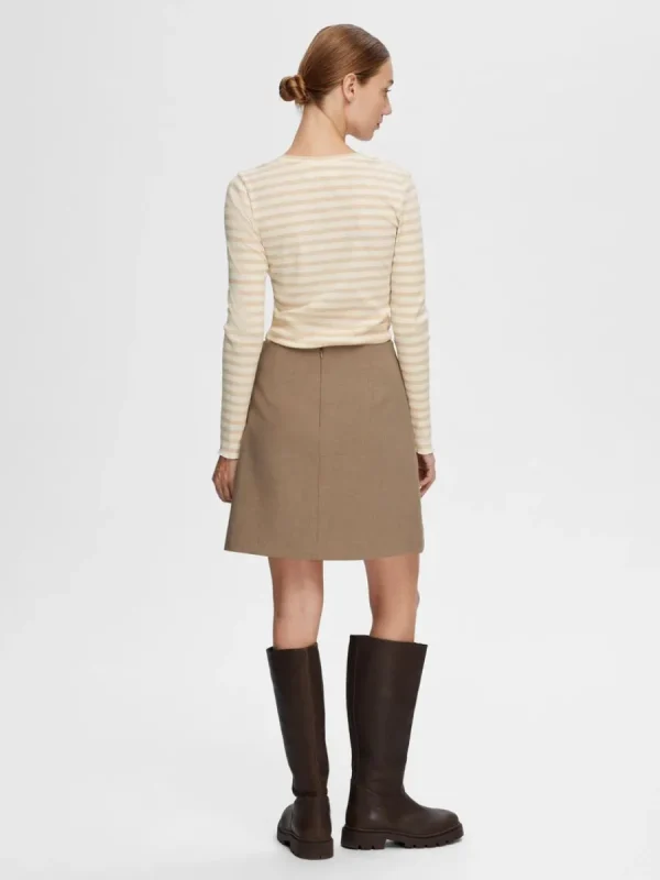 SELECTED RANDIG LÅNGÄRMAD T-SHIRT Beige Discount
