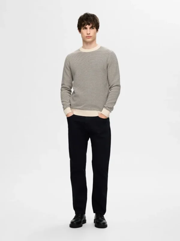 SELECTED RANDIG RUNDRINGAD STICKAD TRÖJA Beige Shop