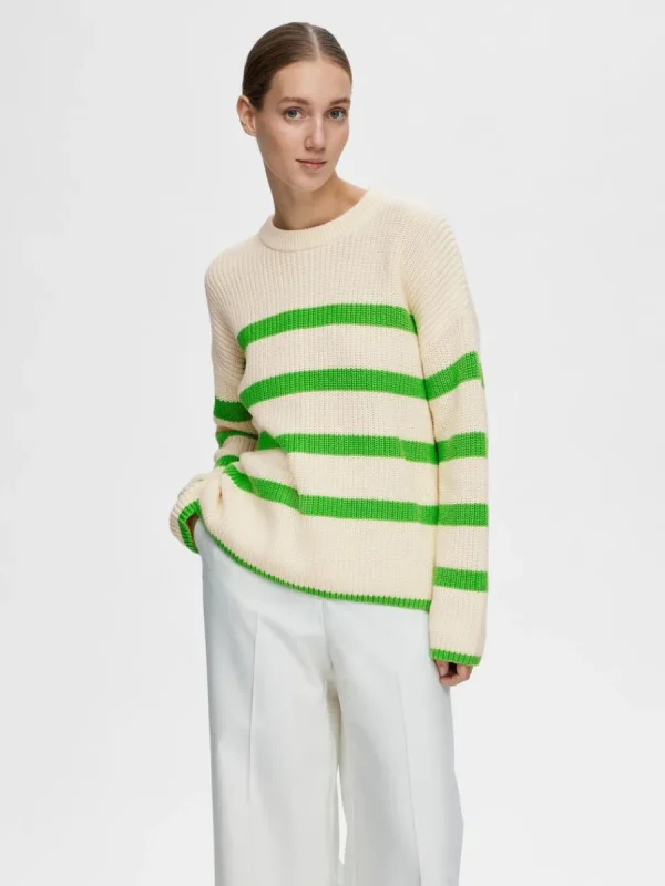 SELECTED RANDIG STICKAD TRÖJA Green Sale