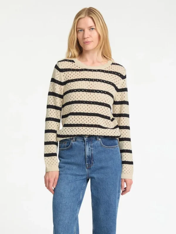 SELECTED RANDIG STICKAD TRÖJA Beige Sale