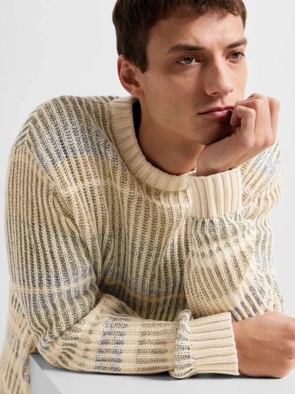 SELECTED RANDIG STICKAD TRÖJA Beige Sale