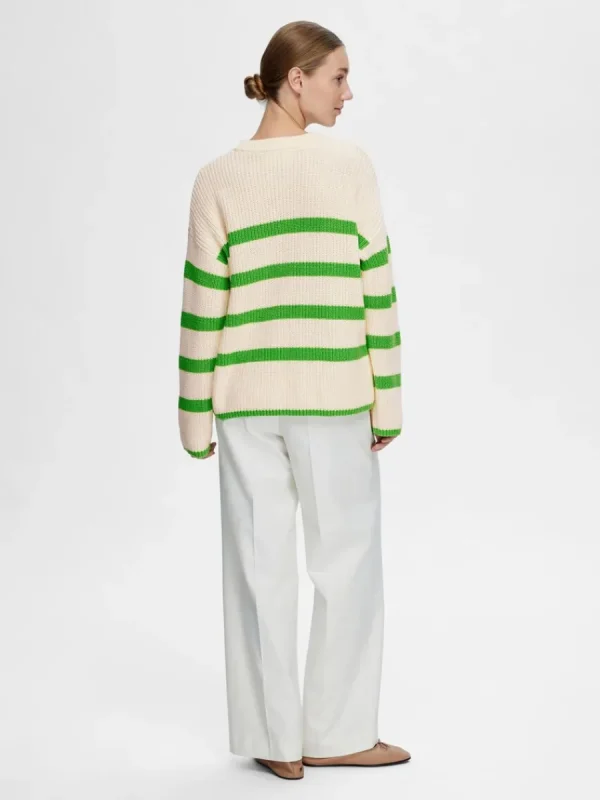 SELECTED RANDIG STICKAD TRÖJA Green Sale